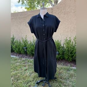 Tommy Bahama Black linen Button-Front Maxi Shirt Dress